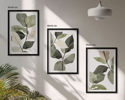 Sada obrazů do obývacího pokoje Malované listy rostlin v boho stylu
