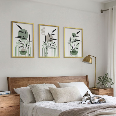 Sada obrazů do obývacího pokoje Boho rostlinné kompozice