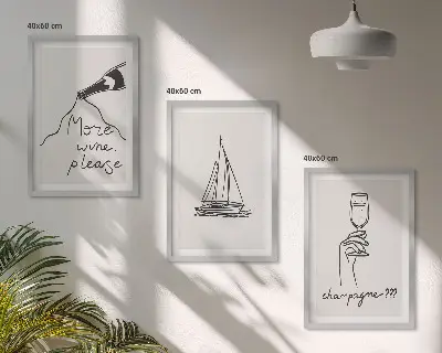 Sklenice na víno s motivem plachetnice sada obrazů do obývacího pokoje