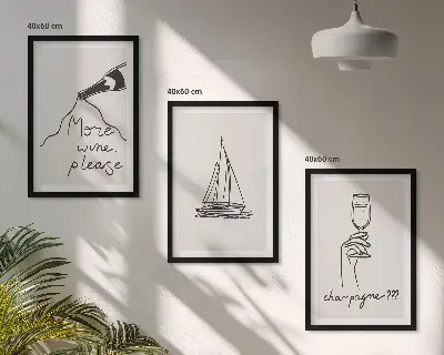 Sklenice na víno s motivem plachetnice sada obrazů do obývacího pokoje