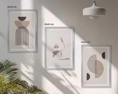 Abstraktní tvary a tváře sada 3 obrazů