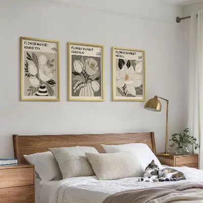 Kompozice obrazů na stěnu s motivem květin v retro stylu Kingston Soul Chicago