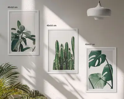 Sada obrazů do obývacího pokoje tropické rostliny v estetickém stylu