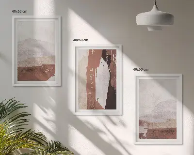 Sada obrazů do obývacího pokoje s hnědými a béžovými abstraktními vzory