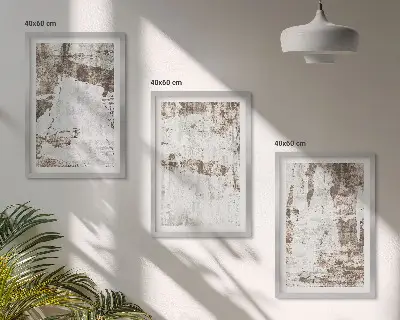 Sada 3 obrazů abstraktní vzory v bílé a hnědé barvě