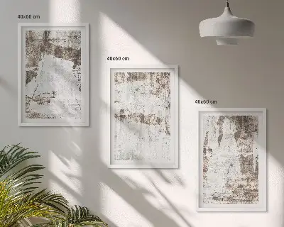 Sada 3 obrazů abstraktní vzory v bílé a hnědé barvě