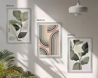Geometrické rostlinné motivy sada 3 obrazů