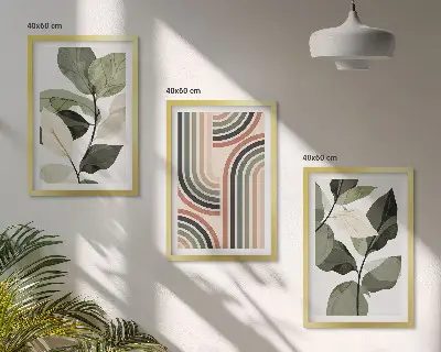 Geometrické rostlinné motivy sada 3 obrazů
