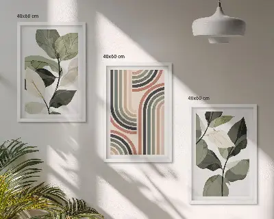 Geometrické rostlinné motivy sada 3 obrazů