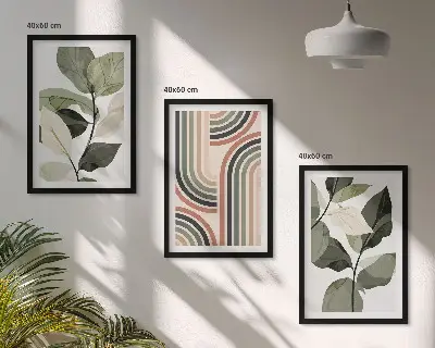Geometrické rostlinné motivy sada 3 obrazů