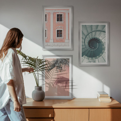 Sada 3 obrazů Pastelová spirálová architektura