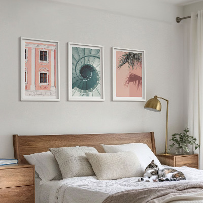 Sada 3 obrazů Pastelová spirálová architektura