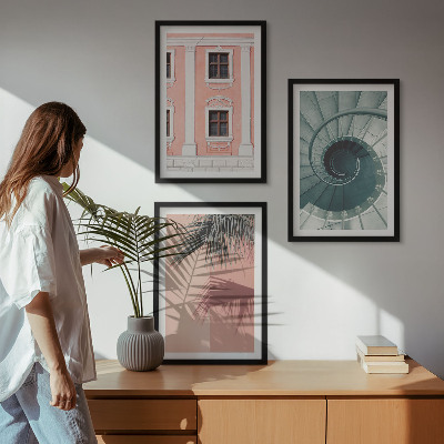 Sada 3 obrazů Pastelová spirálová architektura