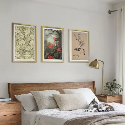 Sada 3 obrazů květiny, ptáci a příroda
