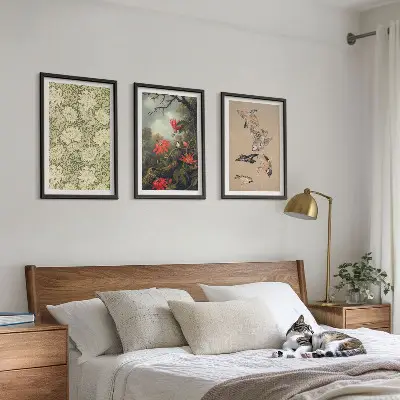 Sada 3 obrazů květiny, ptáci a příroda