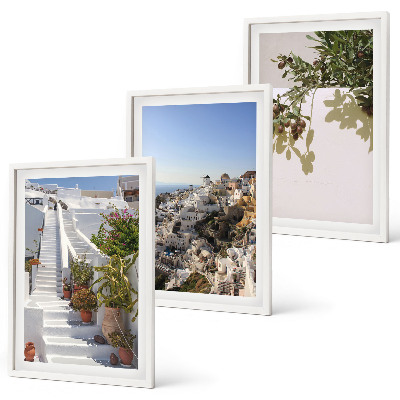 Kompozice obrazů na stěnu Bílé schody, výhled na Santorini