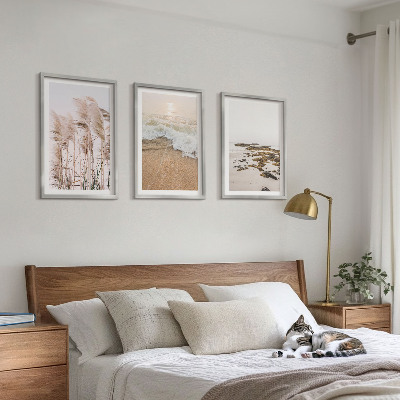 Sada obrazů do obývacího pokoje Plážová tráva vlny kameny boho