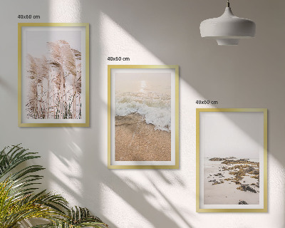Sada obrazů do obývacího pokoje Plážová tráva vlny kameny boho
