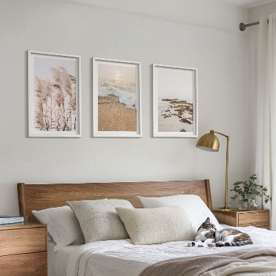 Sada obrazů do obývacího pokoje Plážová tráva vlny kameny boho