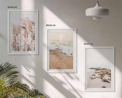 Sada obrazů do obývacího pokoje Plážová tráva vlny kameny boho