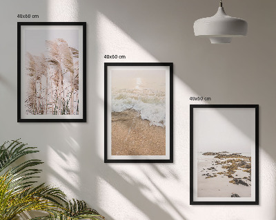 Sada obrazů do obývacího pokoje Plážová tráva vlny kameny boho