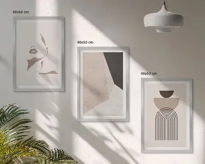 Sada obrazů do obývacího pokoje s abstraktními tvary obličejů