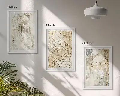 Sada obrazů do obývacího pokoje abstraktní vzory v béžové a šedé barvě