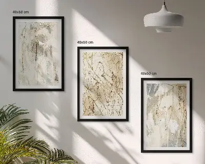 Sada obrazů do obývacího pokoje abstraktní vzory v béžové a šedé barvě
