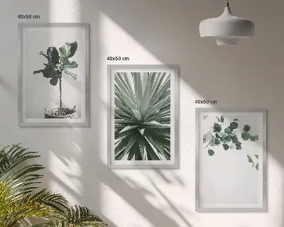 Sada 3 obrazů minimalismus s motivem zelených rostlin