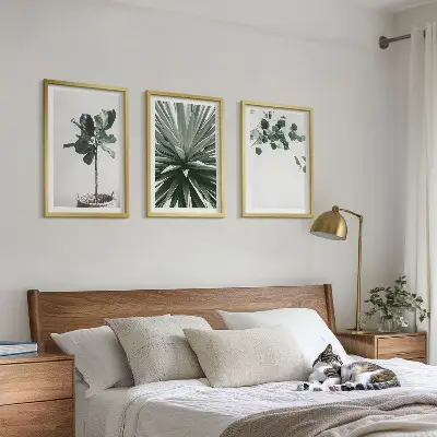 Sada 3 obrazů minimalismus s motivem zelených rostlin