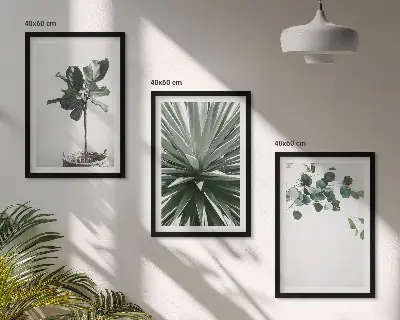 Sada 3 obrazů minimalismus s motivem zelených rostlin