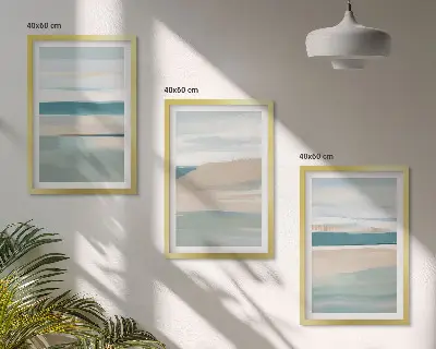 Sada obrazů do obývacího pokoje abstraktní modré krajiny