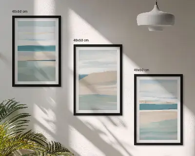 Sada obrazů do obývacího pokoje abstraktní modré krajiny