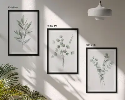 Sada 3 obrazů rostlinné vzory se zelení