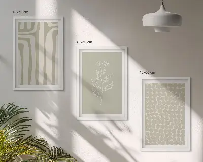 Kompozice obrazů na stěnu geometrické rostlinné vzory