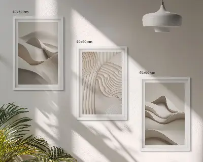 Sada obrazů do obývacího pokoje abstraktní béžové vlny