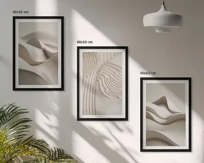 Sada obrazů do obývacího pokoje abstraktní béžové vlny