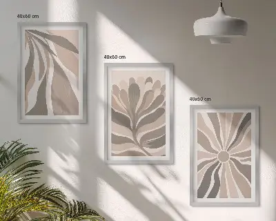 Sada obrazů do obývacího pokoje s abstraktními rostlinnými vzory