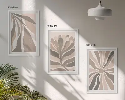 Sada obrazů do obývacího pokoje s abstraktními rostlinnými vzory