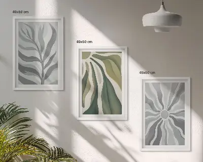 Sada 3 obrazů rostlinné vzory v zelené barvě