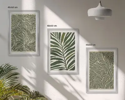 Sada 3 obrazů listové vzory s vlnitými tvary