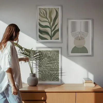 Kompozice obrazů na stěnu geometrické tvary listů