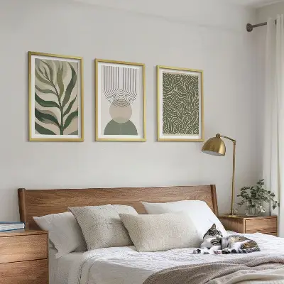 Kompozice obrazů na stěnu geometrické tvary listů