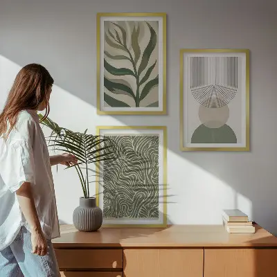 Kompozice obrazů na stěnu geometrické tvary listů
