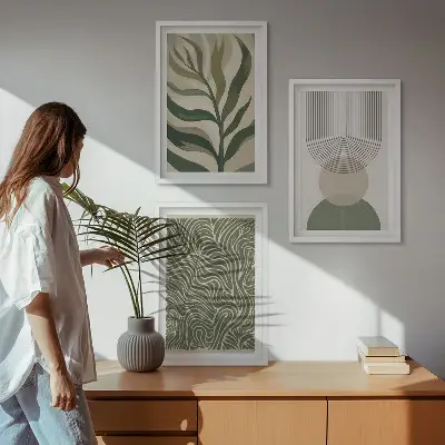 Kompozice obrazů na stěnu geometrické tvary listů