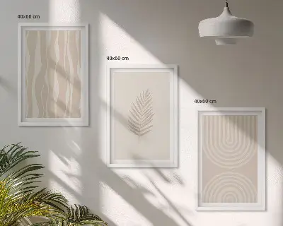 Sada obrazů do obývacího pokoje s béžovými rostlinnými vzory