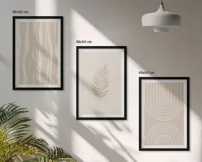 Sada obrazů do obývacího pokoje s béžovými rostlinnými vzory