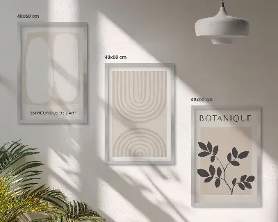 Sada 3 obrazů boho plakáty s jemnými rostlinami