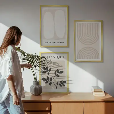 Sada 3 obrazů boho plakáty s jemnými rostlinami
