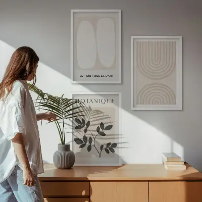 Sada 3 obrazů boho plakáty s jemnými rostlinami